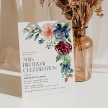 Elegante Floral Aquarela de 30º Aniversário