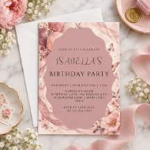 Elegante Floral Aquarela e Borboleta Aniversário