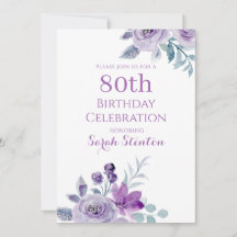Elegante Floral Aquarela para 80º Aniversário