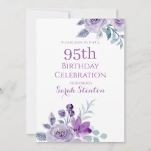 Elegante Floral Aquarela para 95º Aniversário