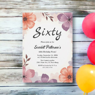 Convite Elegante Floral Aquarela Romântico Aniversário de 