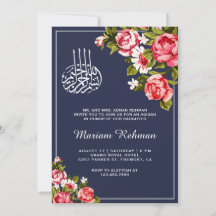 Elegante Floral Azul Meia-Noite Bebê Menina Aqiqah