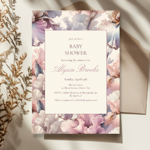Convite Elegante Floral Blush Moderna Chá de fraldas Menin