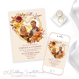 Convite Elegante Floral Boho Enamoramento Foto Casamento