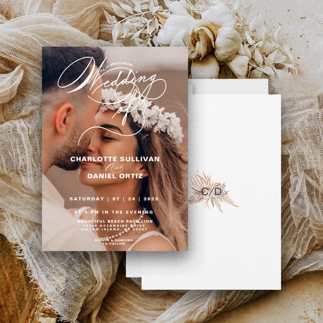Convite Elegante Floral Boho O Casamento De  Foto   (Criador carregado)