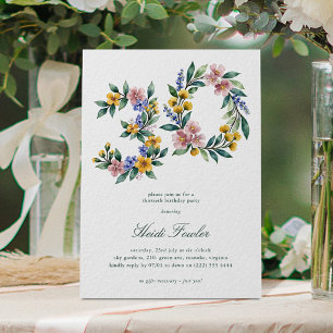 Convite Elegante Floral Botânico 30 Anos de Idade
