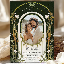 Convite Elegante Floral Branco para Salvar a Data de Casam