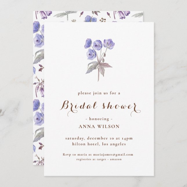 Convite Elegante Floral Bridgerton Themed Chá de panela (Frente/Verso)