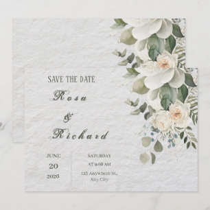 Convite Elegante Floral Casamento Save the Date