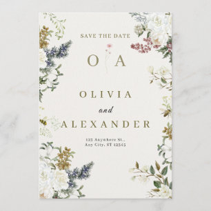 Convite Elegante Floral Casamento Save the Date Aquarela