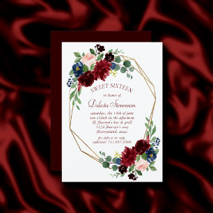 Convite Elegante Floral Chá de fraldas Geométrico