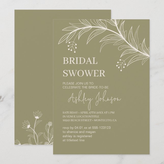 Convite Elegante Floral "Chá de panela" (Frente/Verso)