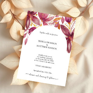 Convite Elegante Floral Coral Roxo Dourado