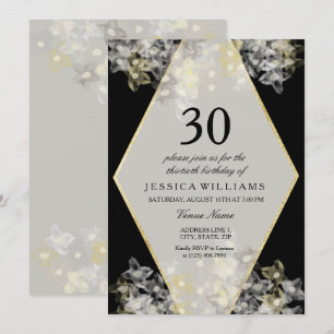 Convite Elegante Floral de Aquarela para 30º Aniversário