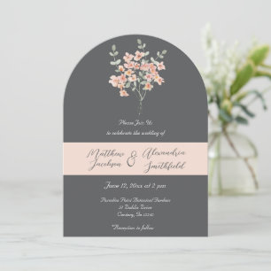 Convite Elegante Floral de Peachy e Verde em Aquarela