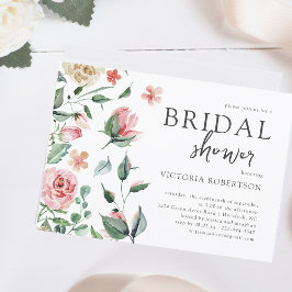 Convite Elegante Floral de Primavera | Chá de Noiva Botâni
