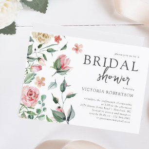 Convite Elegante Floral de Primavera Chá de Noiva Botâni