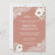 Elegante Floral de Renda do Tom de Pêssego Islâmic