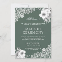 Elegante Floral de Renda Verde Islâmico Muçulmano 