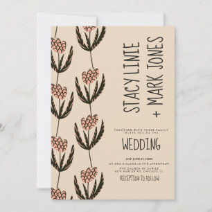 Convite Elegante Floral Desenhada à Mão Script Fancy Casam