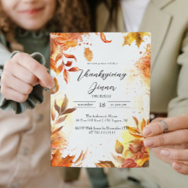 Convite Elegante Floral e Cores de Queda Janto de Ação de