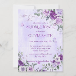 Convite Elegante Floral em Aquarela Roxa