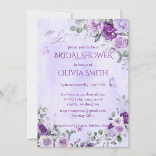 Convite Elegante Floral em Aquarela Roxa