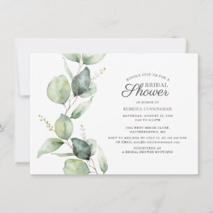 Convite Elegante Floral Eucalyptus Deixa Chá de panela
