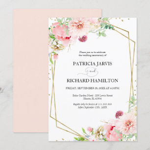 Convite Elegante Floral Geométrico Casamento Aniversário