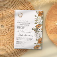 Elegante Floral Laranja Brilhante Nupcial Missa Ca