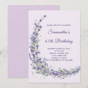 Convite Elegante Floral Lavanda 65º Aniversário