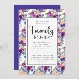 Convite Elegante Floral Lettered Family Reunion