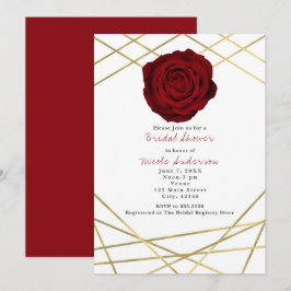 Convite Elegante Floral Linhas Rosa Vermelho e Dou