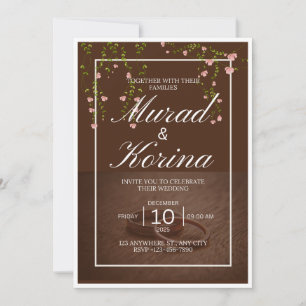 Convite Elegante Floral Marrom Escuro