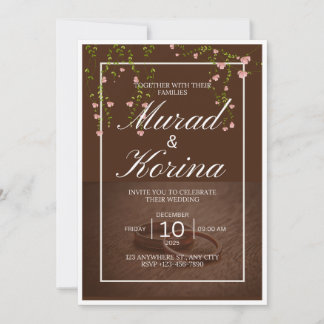 Convite Elegante Floral Marrom Escuro