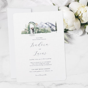 Convite Elegante Floral Montanha Casamento