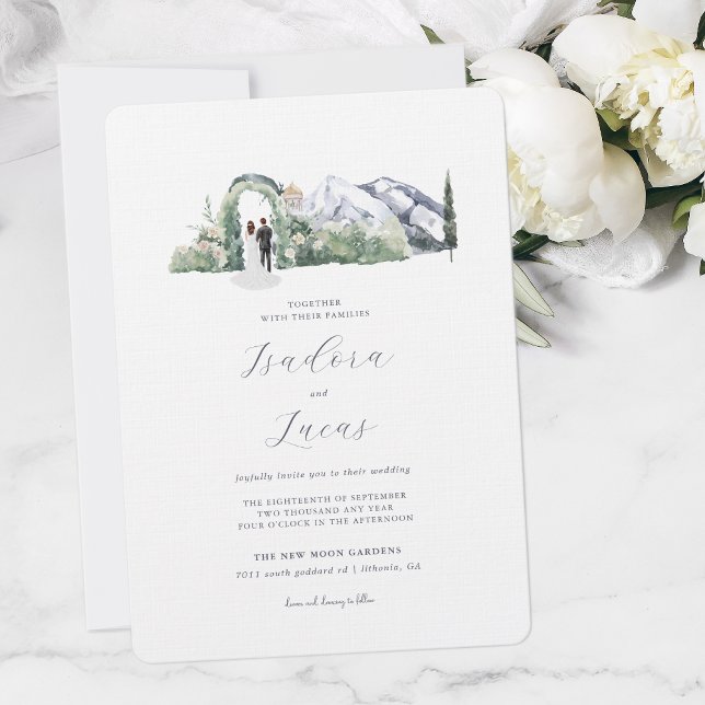 Convite Elegante Floral Montanha | Casamento (Criador carregado)
