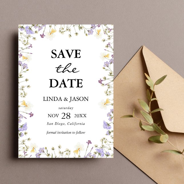 Convite Elegante Floral Neutro para Salvar a Data de Casam (Elegant neutral floral save the date invitation adds timeless charm to your big day announcement.)
