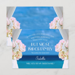 Convite Elegante Floral Oceano Praia Dama de Honra