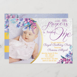 Convite Elegante Floral Princess Birthday