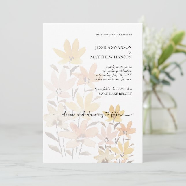 Convite Elegante Floral Romântico Boho Jardim (Em pé/Frente)