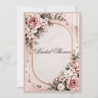 Convite Elegante Floral Rosa Bege
