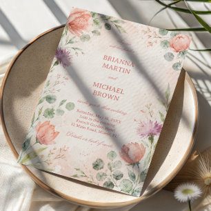 Convite Elegante Floral Rosado