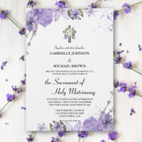 Elegante Floral Roxo Cruzada Missa Nupcial Branca