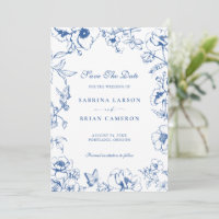 Elegante Floral Royal Blue Jardim Salve a Data