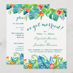 Convite Elegante Floral Tropical Nos Casamos Com Recepçã