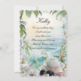 Convite Elegante Floral Tropical Praia  Dama De Honra