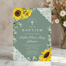 Elegante Floral Verde Sálvia Religioso Batismo