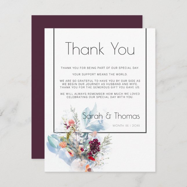 CONVITE ELEGANTE FLORAL VERMELHO BRANCO E LARANJA, OBRIGAD (Frente/Verso)