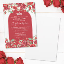 Elegante Floral Vermelho Quinze Anos
